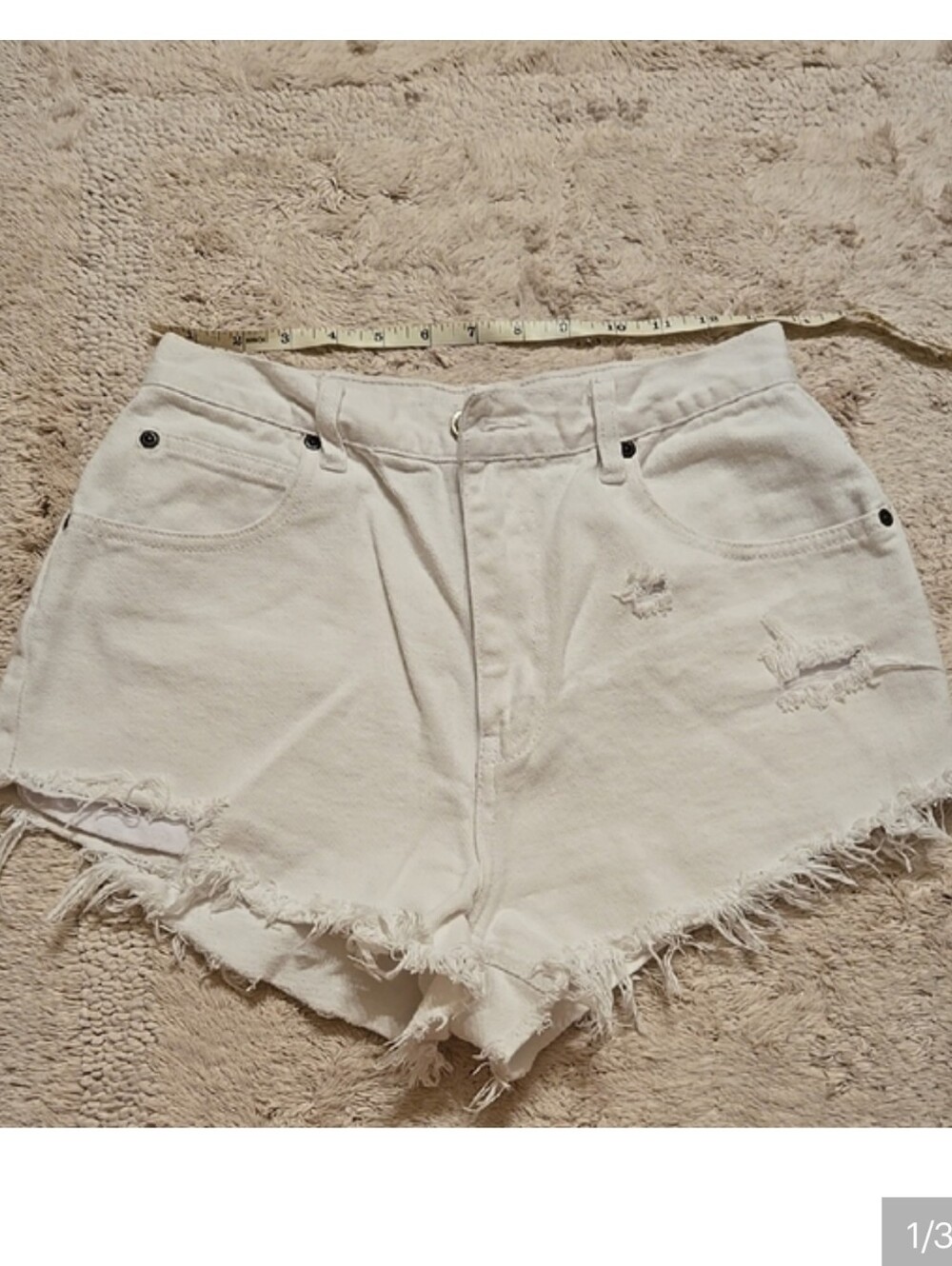 White Distressed Denim Shorts